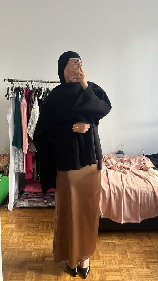 Jupe satinée marron clair