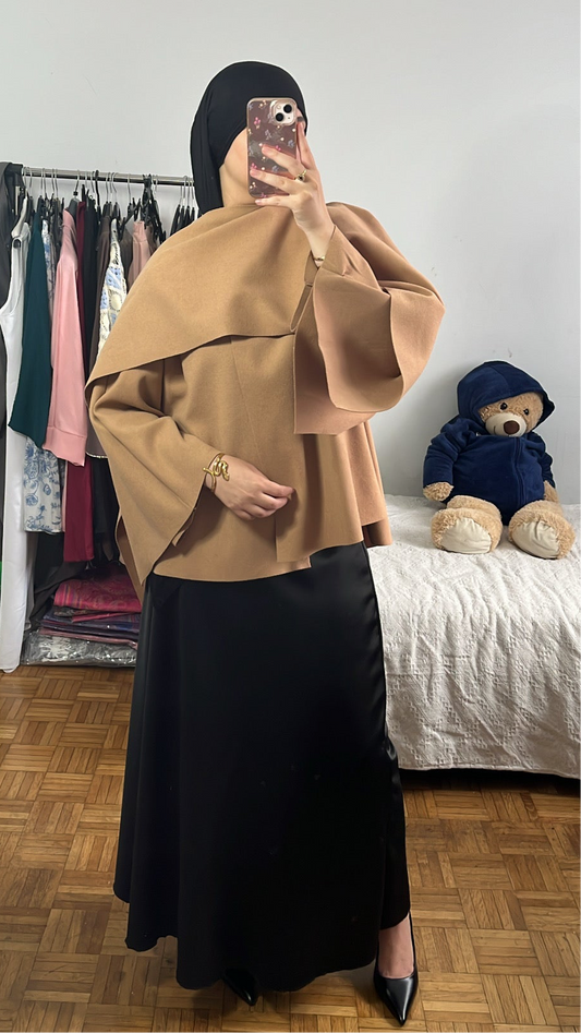 Manteau avec écharpe intégré camel