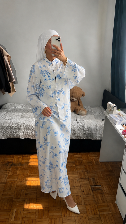 Ensemble Tokyo fleurie Bleu claire