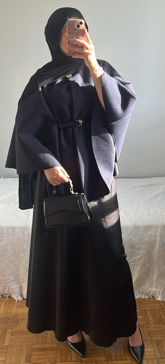 Manteau avec ceinture intégrée marine