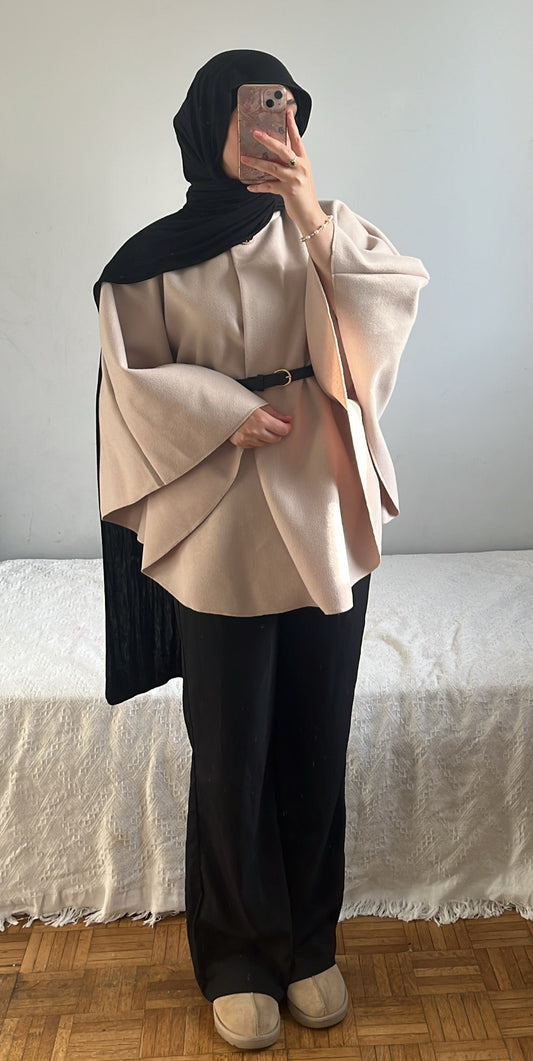 Manteau avec ceinture intégrée beige