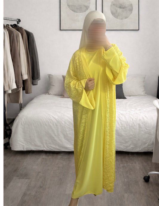 Ensemble Abaya & Kimono Dentelle - Noor