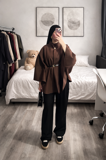 manteau avec ceinture intégrée marron