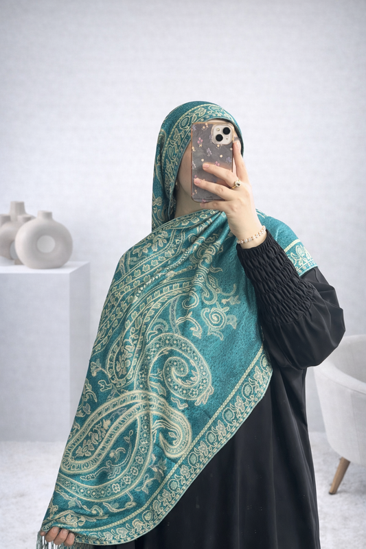pashmina bleu pétrole