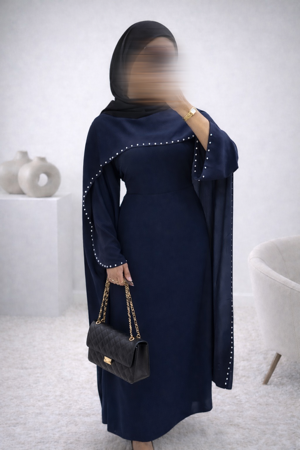 robe perlée bleu marine