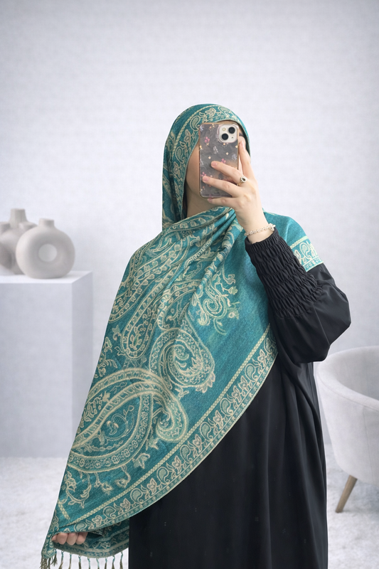 pashmina bleu pétrole