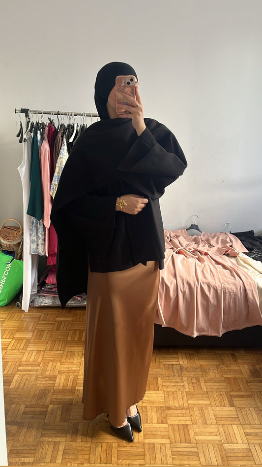 Jupe satinée marron clair