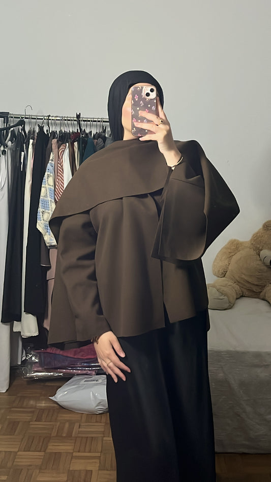 manteau  avec écharpe intégrée marron