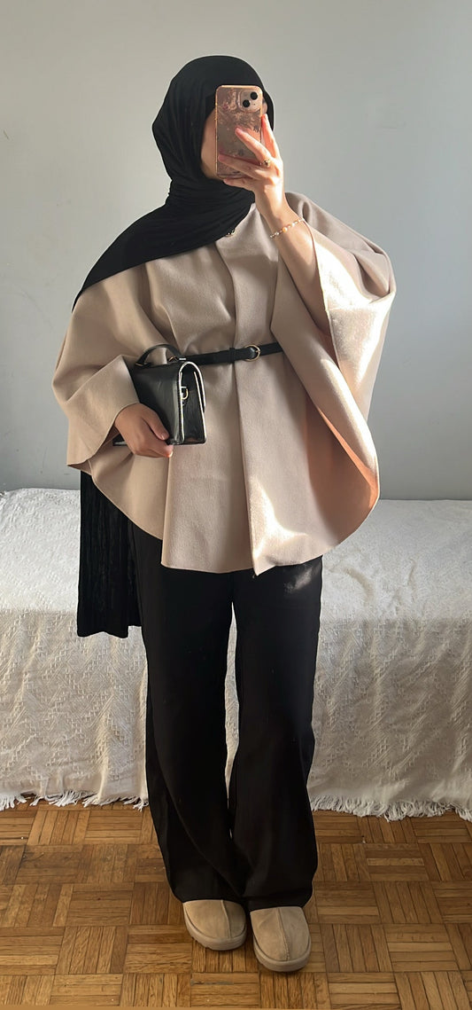 Manteau avec ceinture intégrée beige
