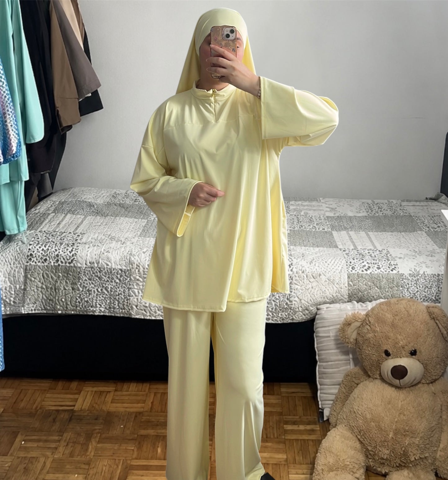 Burkini trois pièces avec zip jaune