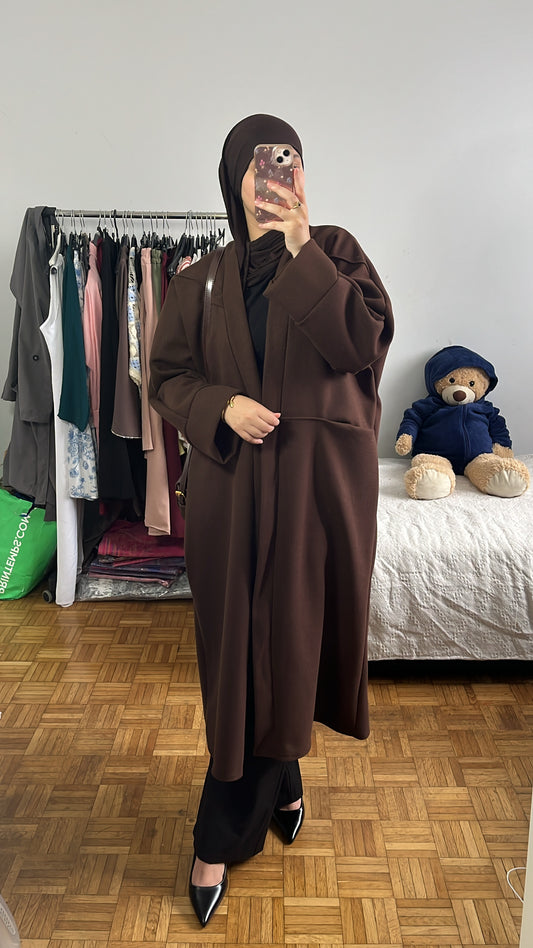 manteau long marron