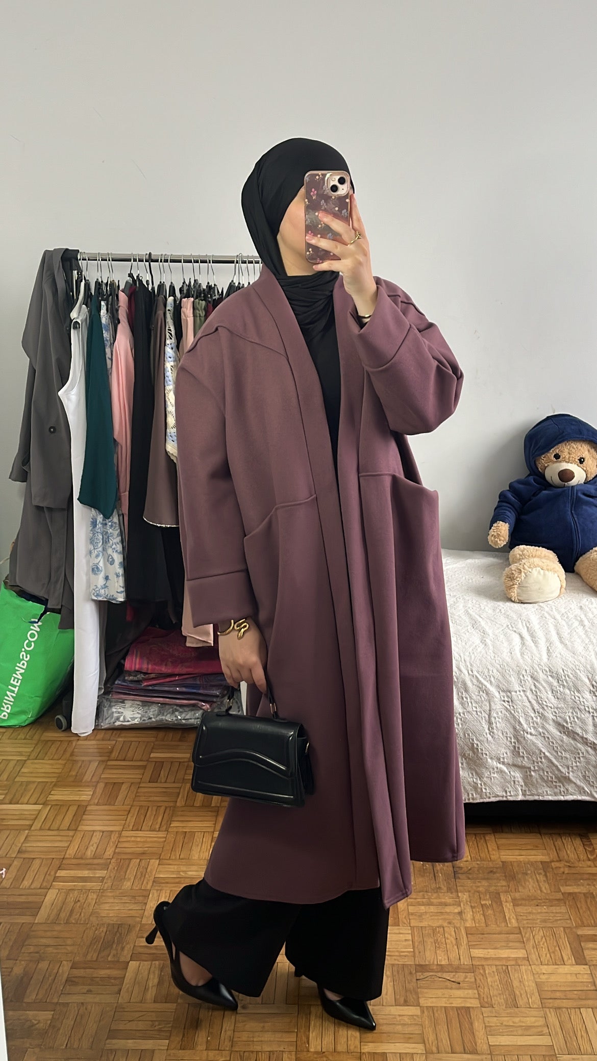 manteau long prune