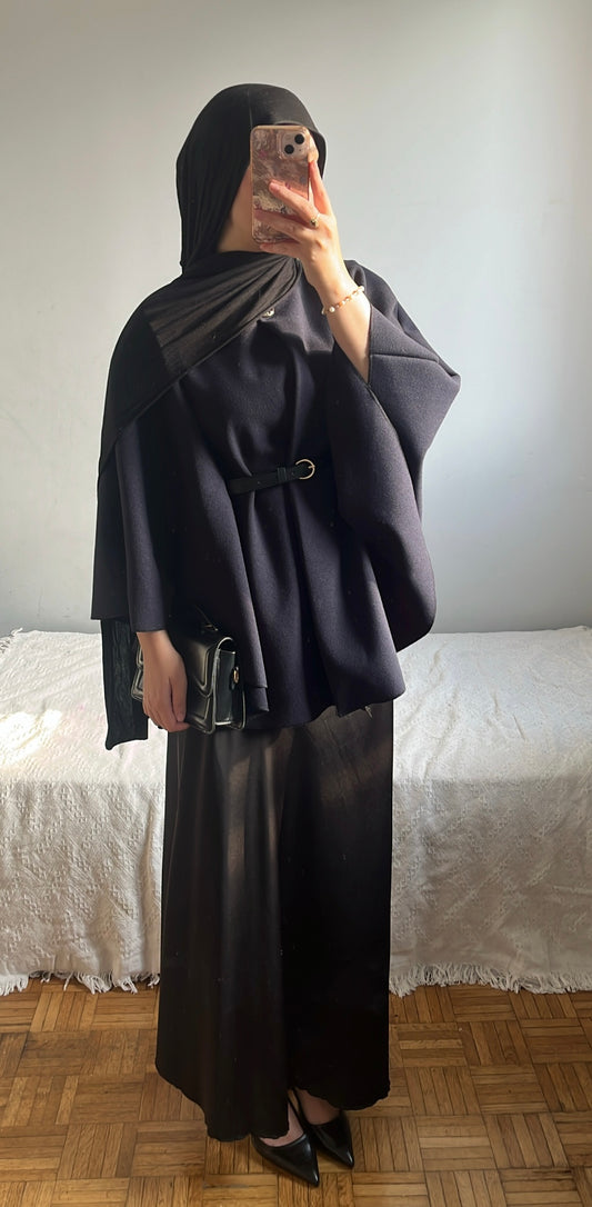 Manteau avec ceinture intégrée marine