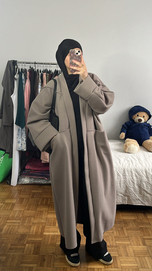 Manteau long taupe