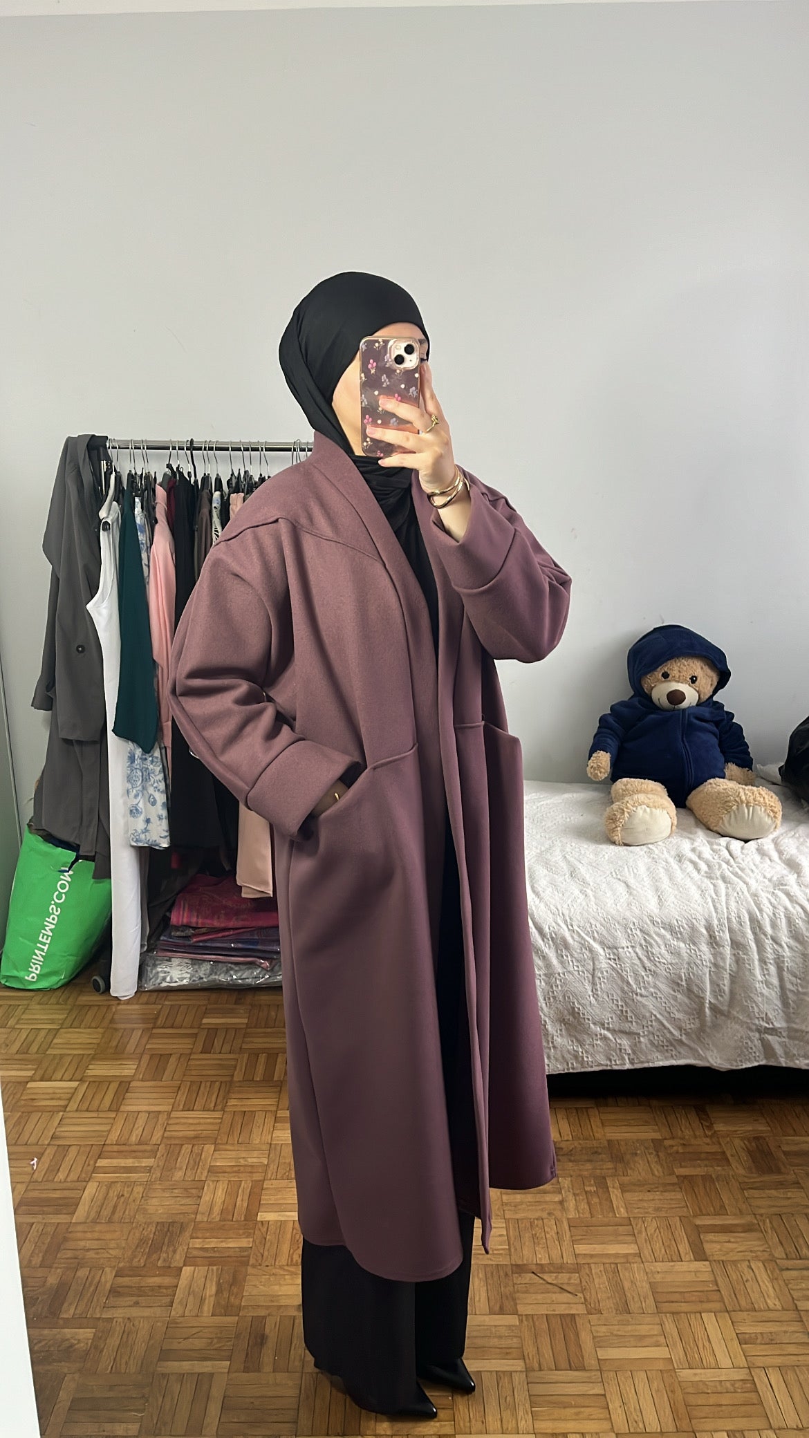 manteau long prune