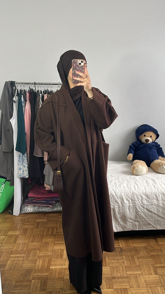 manteau long marron