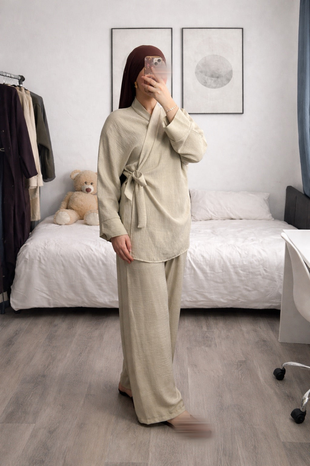 Ensemble Cache-coeur beige