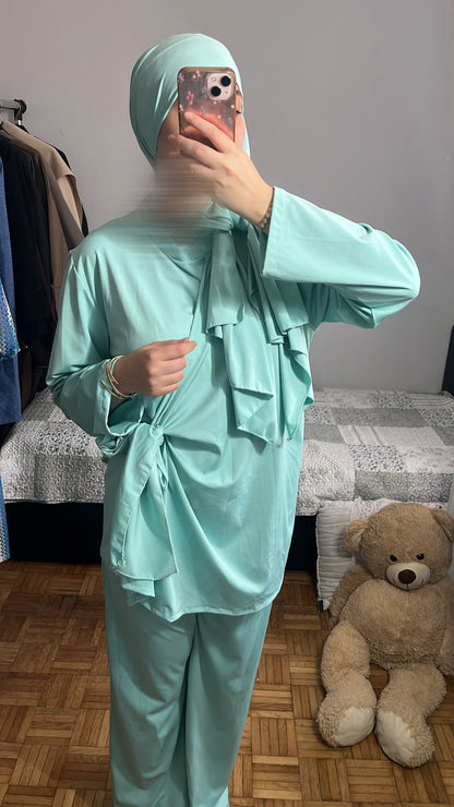 Burkini trois pièces turquoise