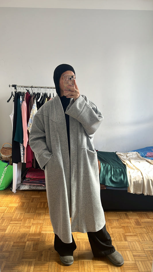 manteau long gris
