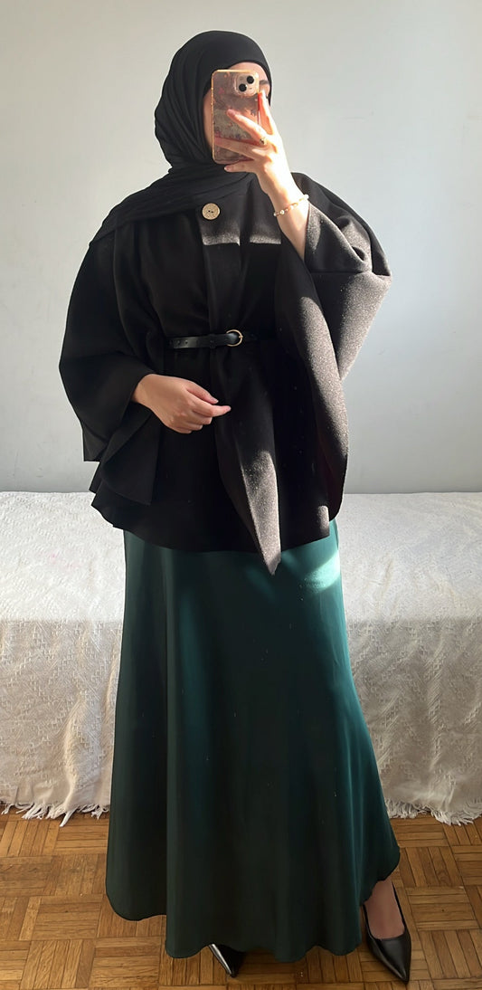 Manteau avec ceinture intégrée noir