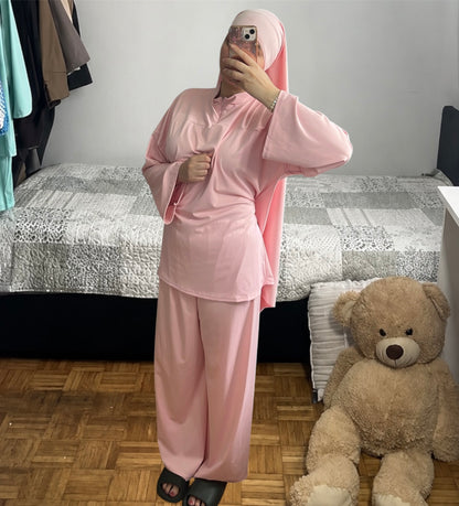 Burkini trois pièces avec zip rose