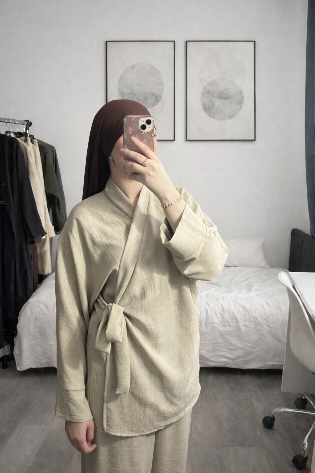 Ensemble Cache-coeur beige