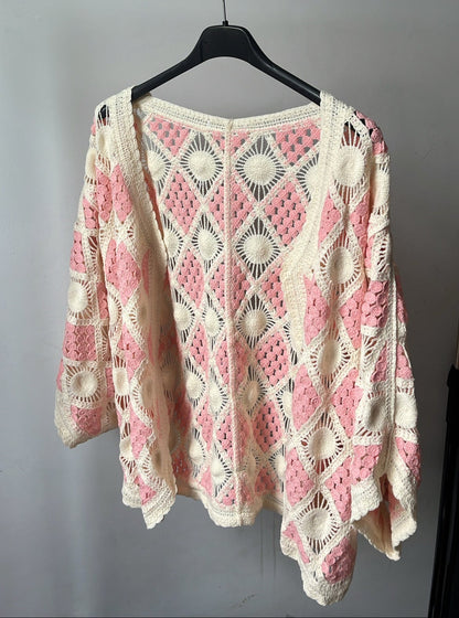 Gilet façon crochet rose