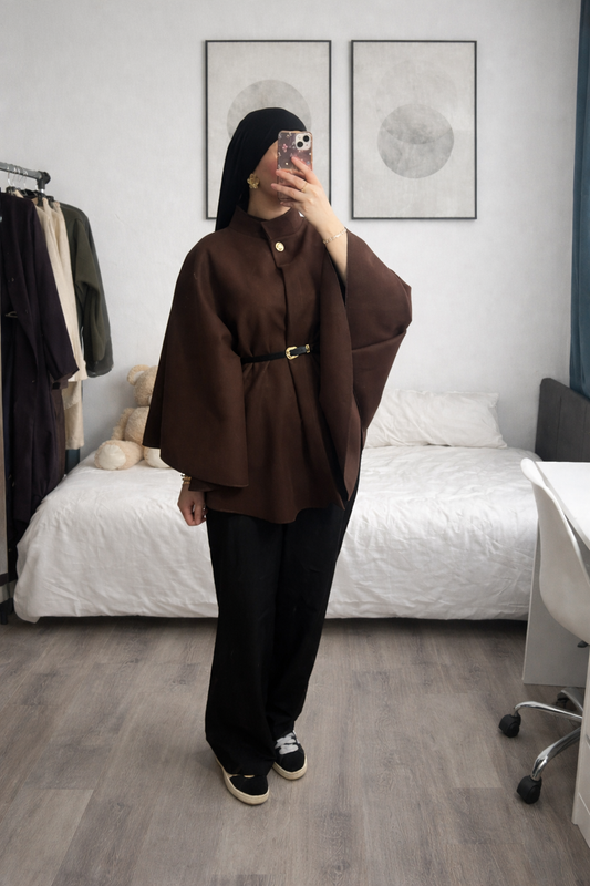 manteau avec ceinture intégrée marron