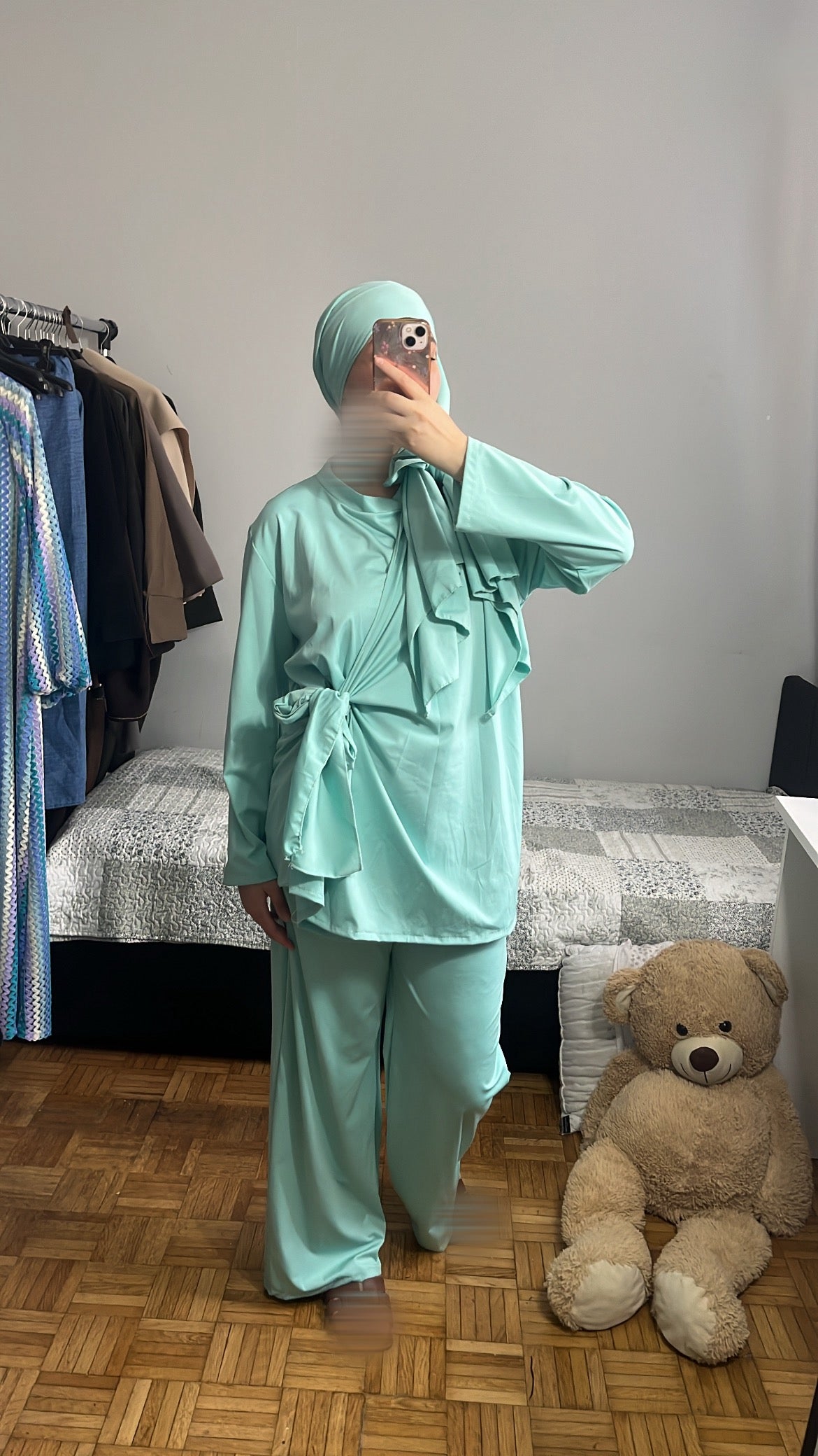 Burkini trois pièces turquoise