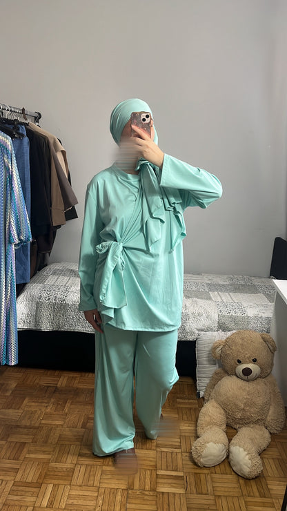 Burkini trois pièces turquoise