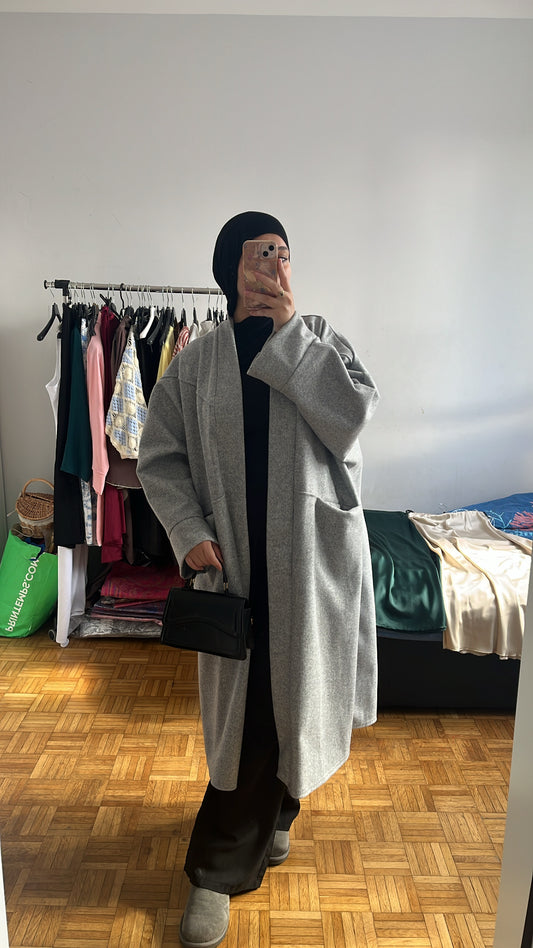 manteau long gris