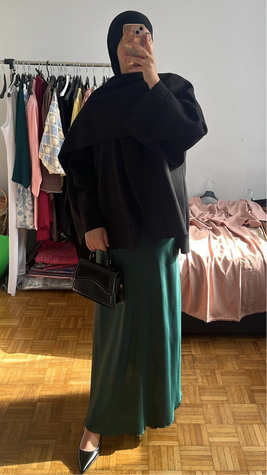 Jupe satinée émeraude
