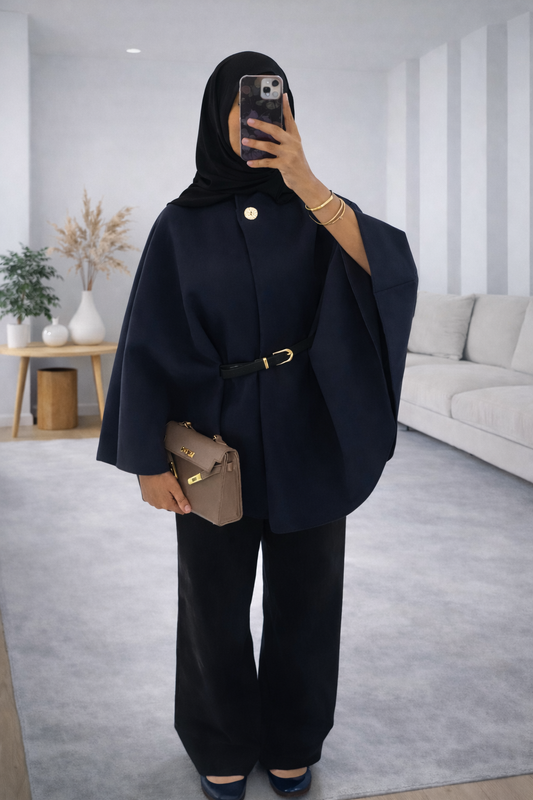 Manteau avec ceinture intégrée marine