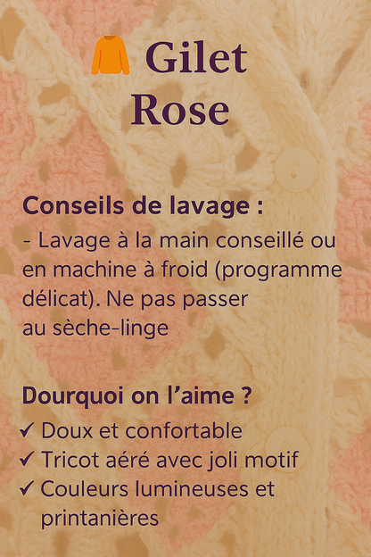 Gilet façon crochet rose