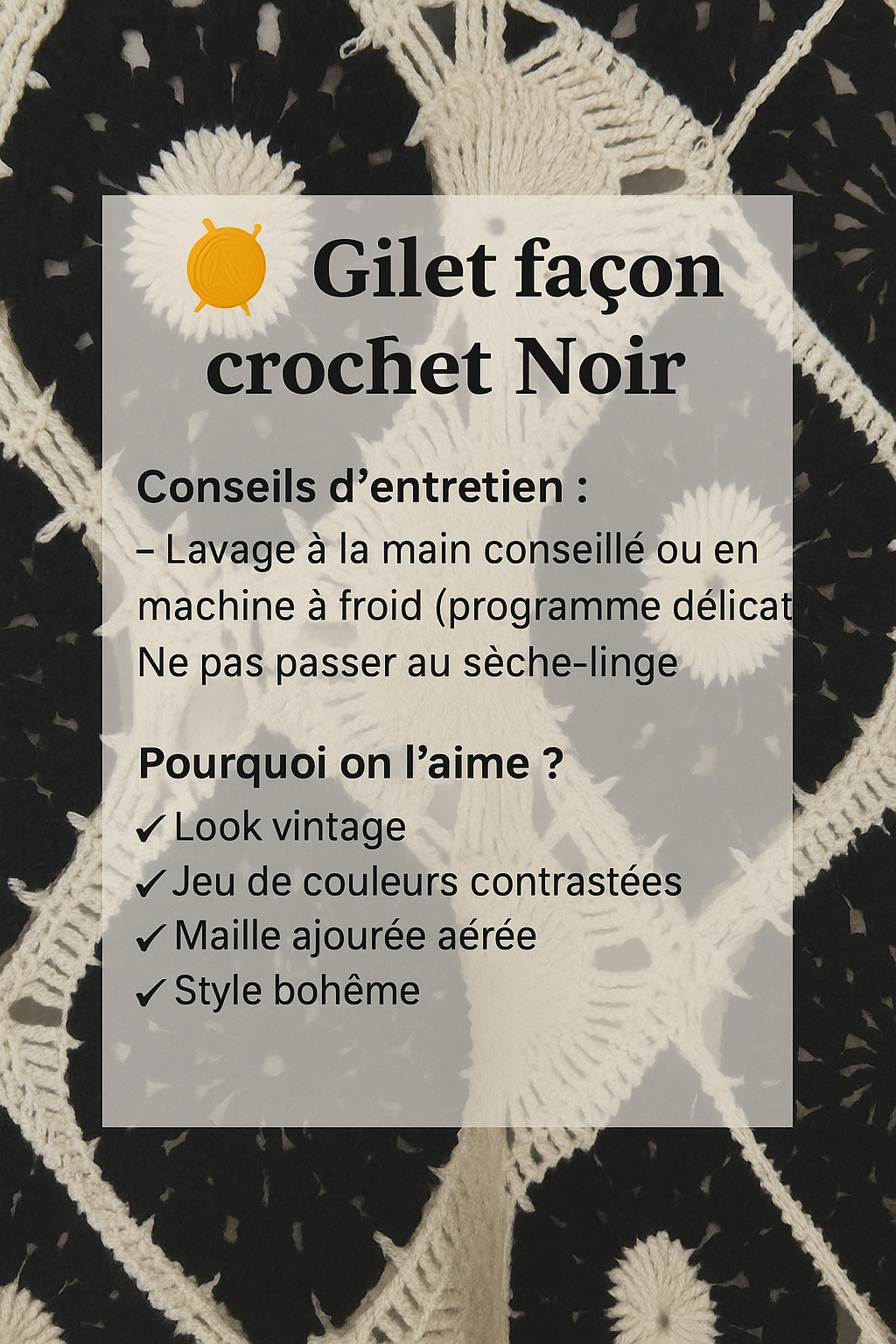 Gilet façon crochet noir
