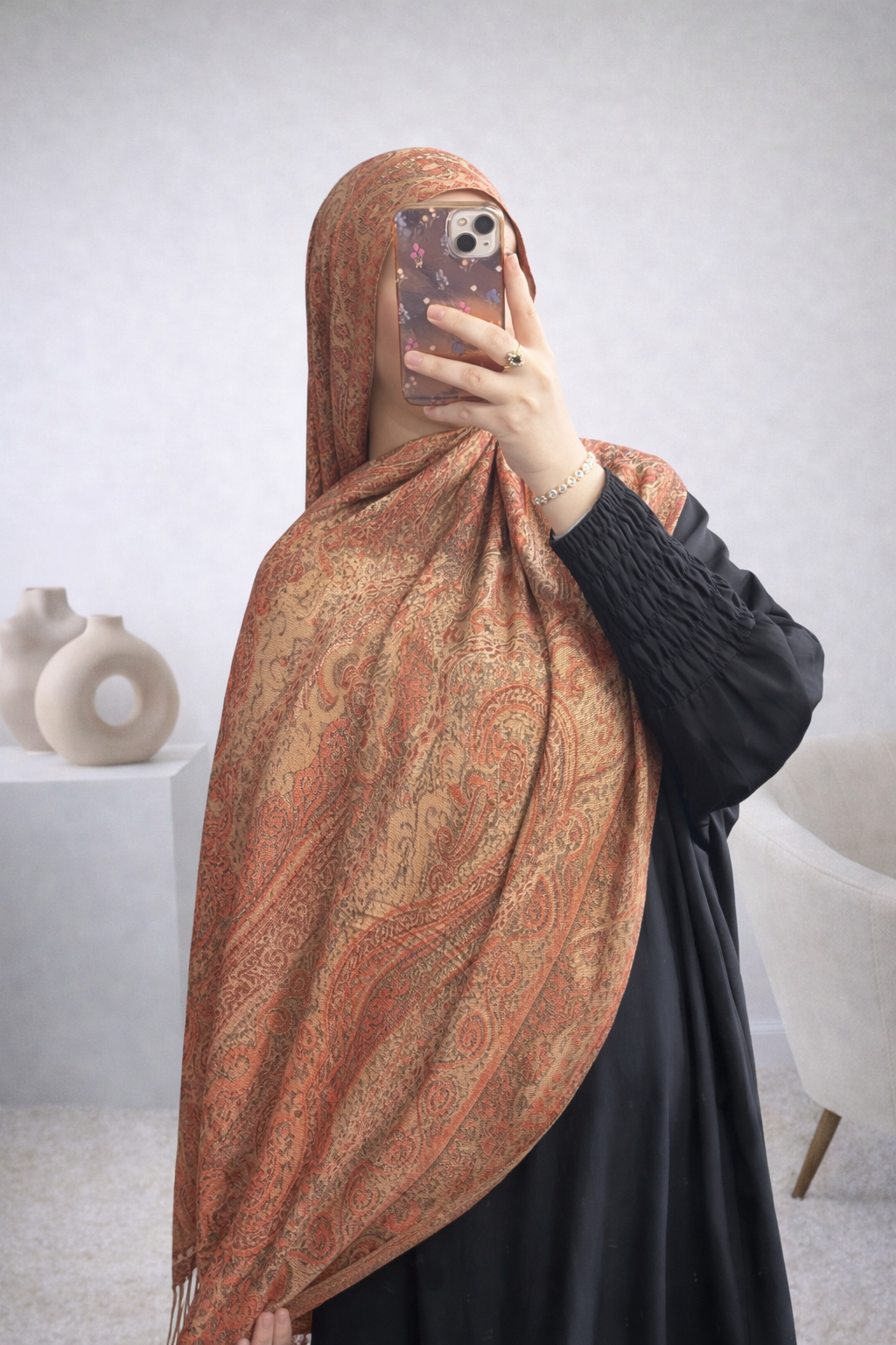 pashmina beige foncée