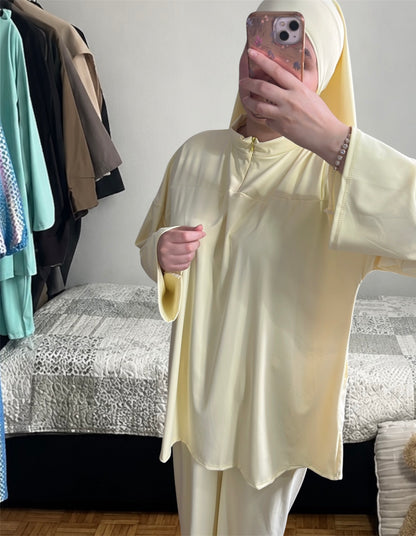 Burkini trois pièces avec zip jaune