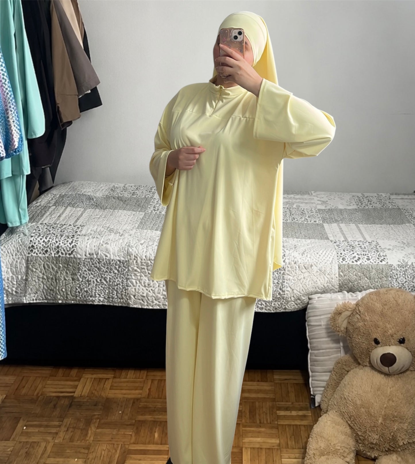 Burkini trois pièces avec zip jaune