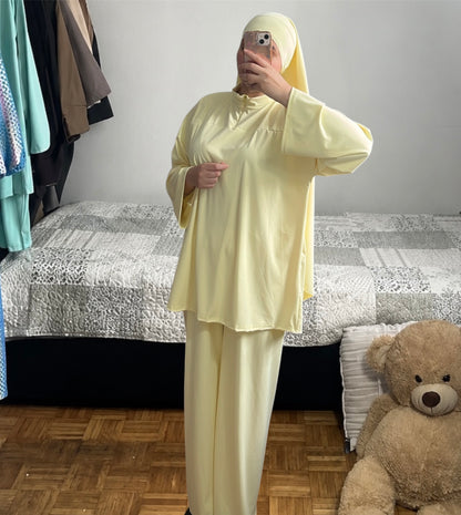 Burkini trois pièces avec zip jaune
