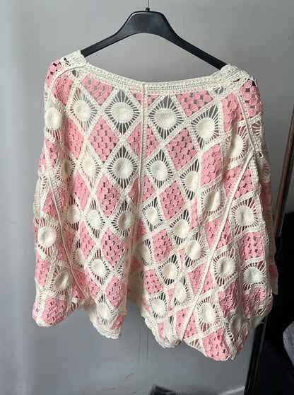 Gilet façon crochet rose