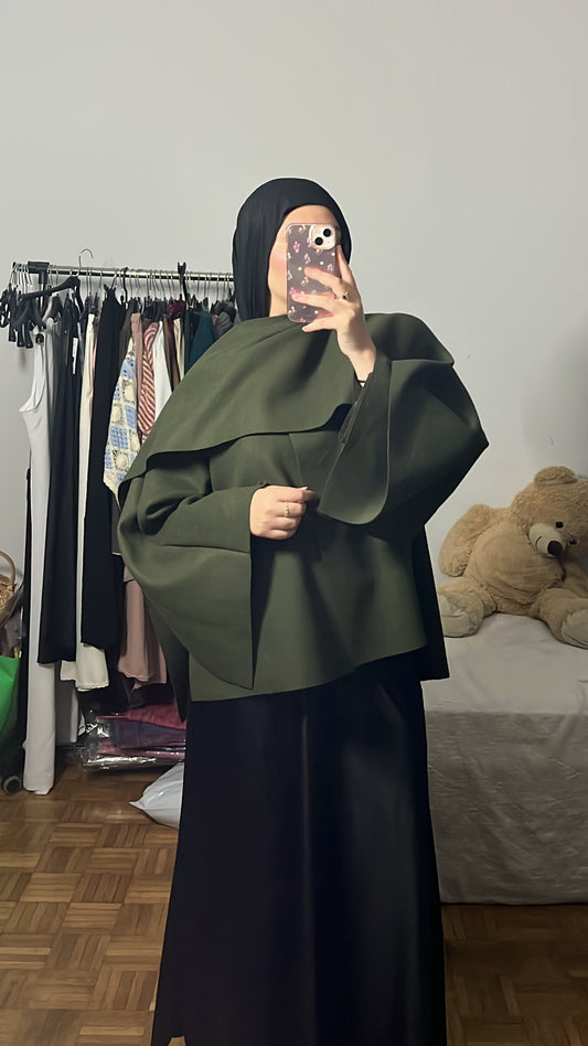 manteau avec écharpe intégrée kaki