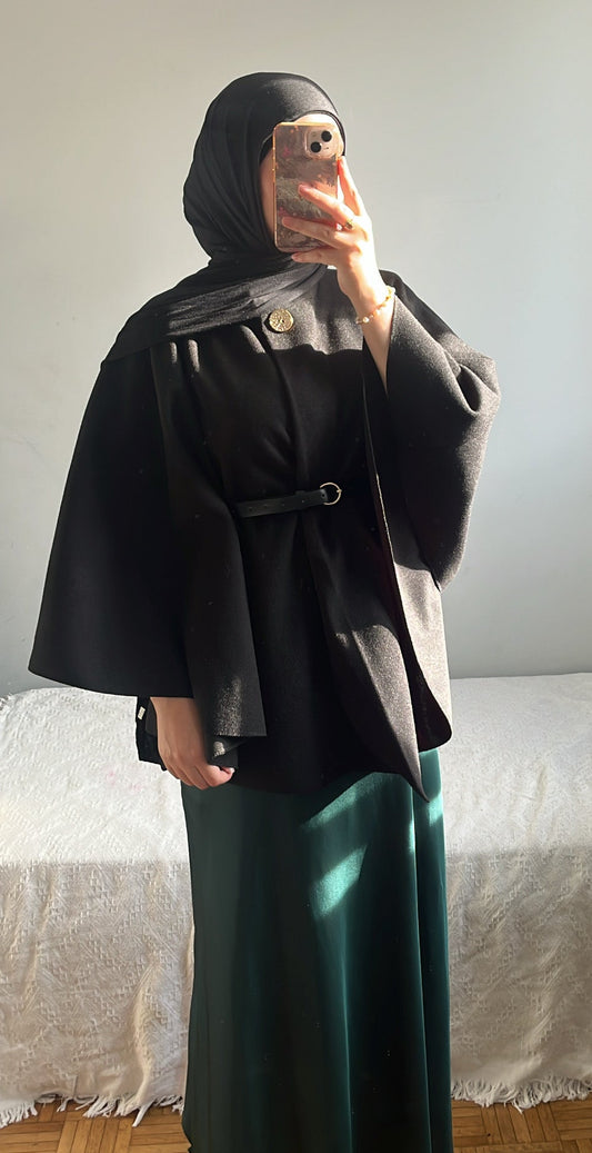 Manteau avec ceinture intégrée noir