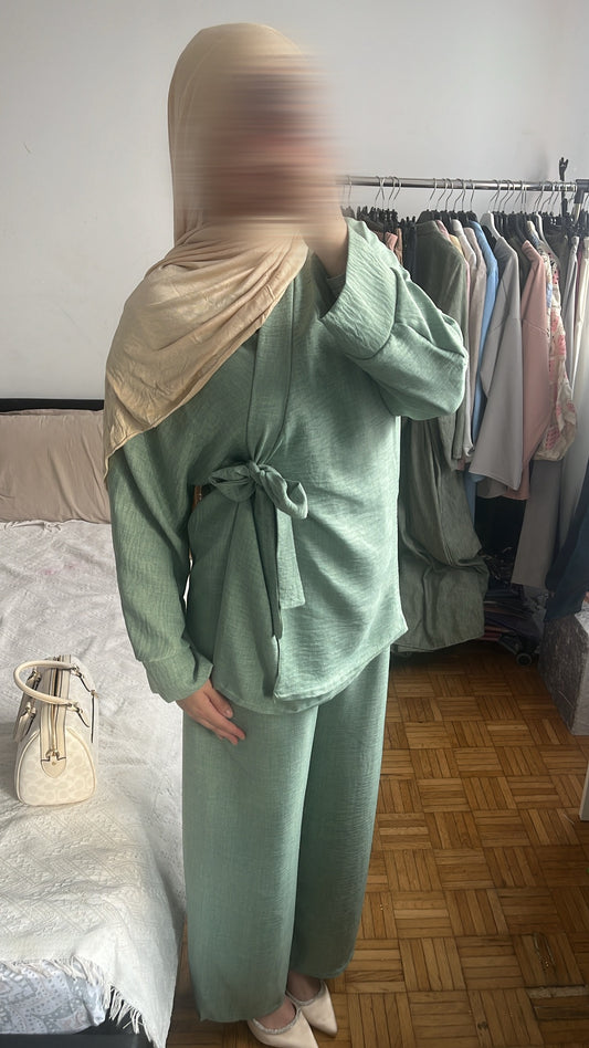 Ensemble Cache-Coeur vert clair