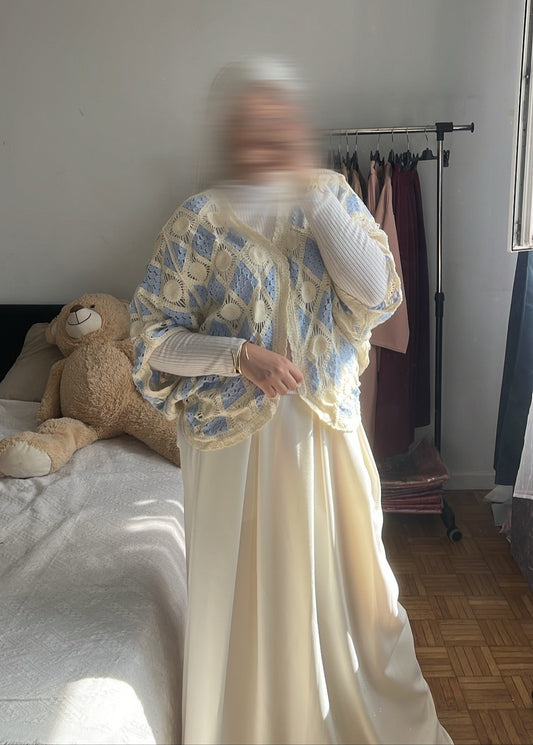 Gilet façon crochet bleu clair