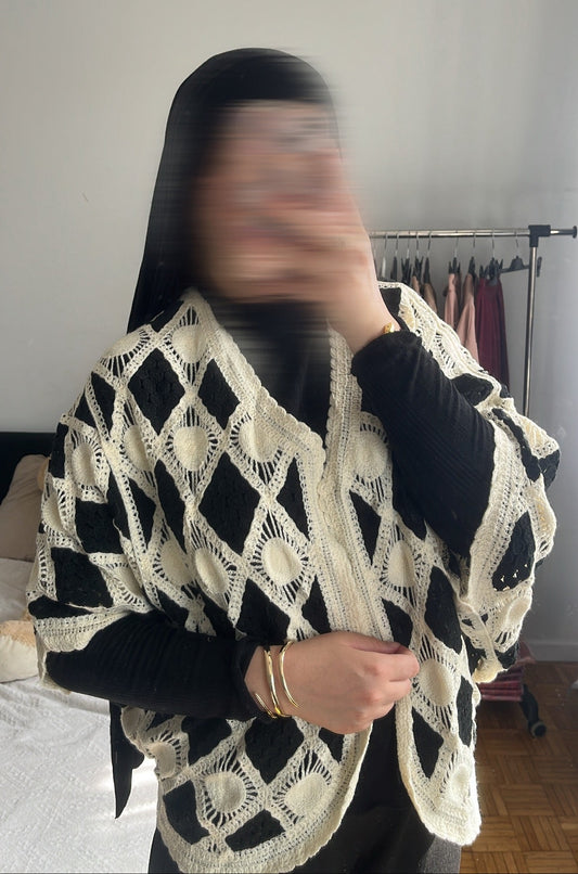 Gilet façon crochet noir