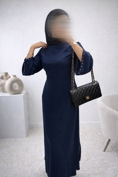 robe perlée bleu marine