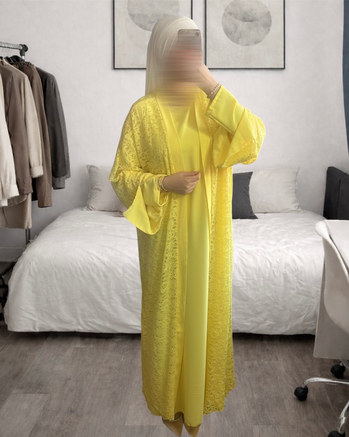 Ensemble Abaya & Kimono Dentelle - Noor