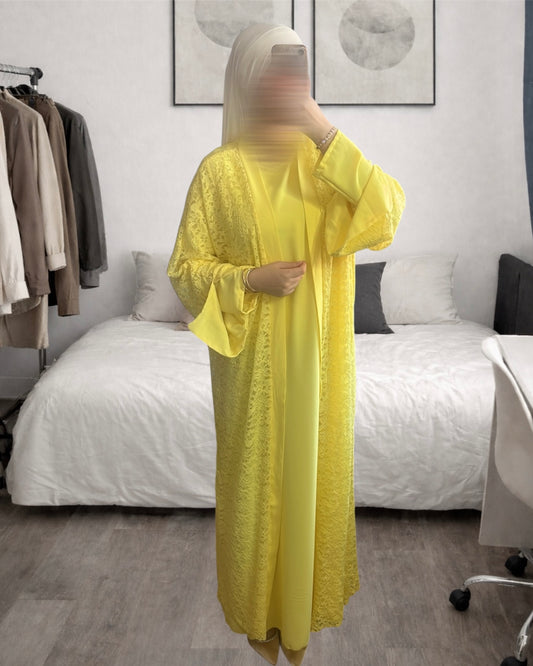Ensemble Abaya & Kimono Dentelle - Noor