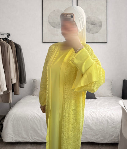 Ensemble Abaya & Kimono Dentelle - Noor