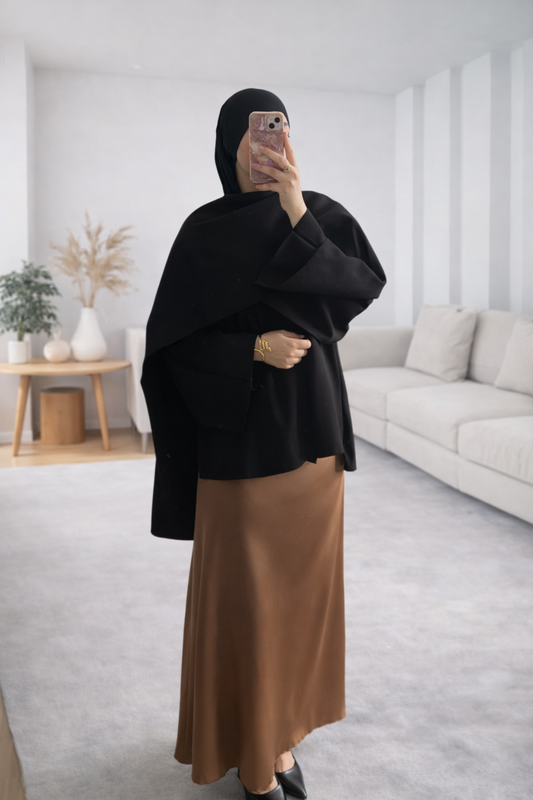 Jupe satinée marron clair